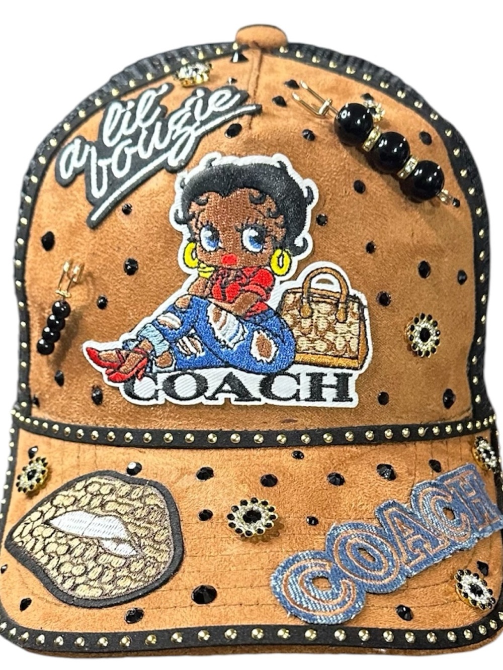 Coach Tan Embellished 'Lil Bougie' Patch Cap
